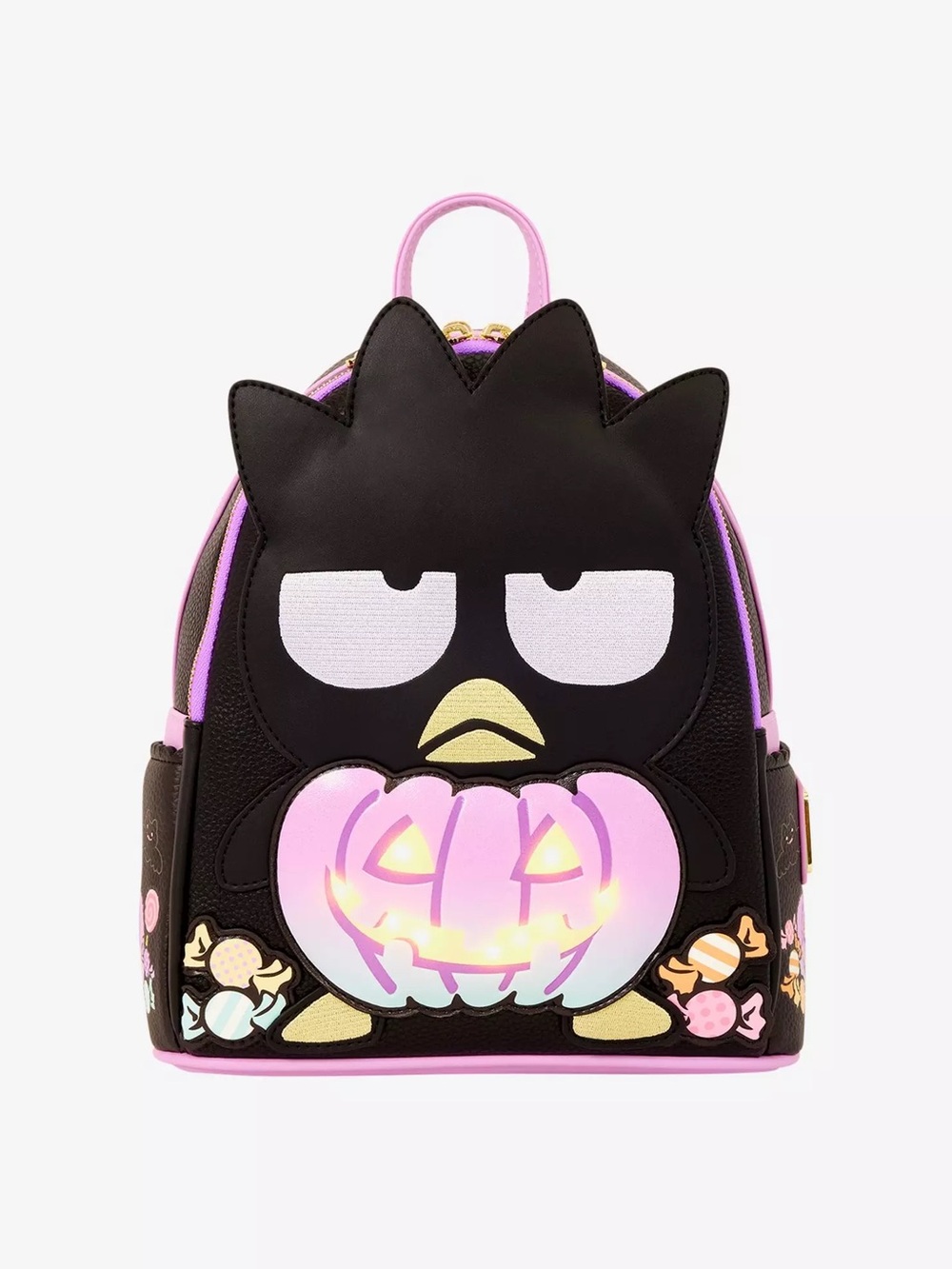 Loungefly Badtz-Maru Black & Pink Halloween Pumpkin Mini Backpack